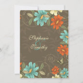 Vintage schick aqua orange Creme Einladung (Rückseite)