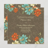 Vintage schick aqua orange Creme Einladung (Vorne/Hinten)