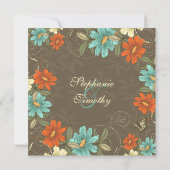 Vintage schick aqua orange Creme Einladung (Rückseite)