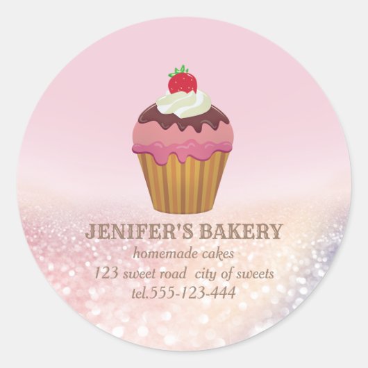 Vintage, schick glitzernde hausgemachte Kuchen und Runder Aufkleber (Vorderseite)