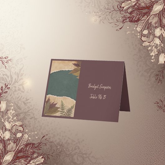 Vintage, schick-grüne Sitzkarte für den Single Dankeskarte