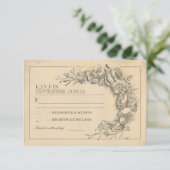 Vintage schick Hochzeit RSVP mit Blume Karte (Stehend Vorderseite)