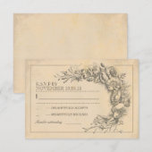 Vintage schick Hochzeit RSVP mit Blume Karte (Vorne/Hinten)