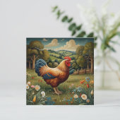 Vintage schicke Hühnerlandschaft (Stehend Vorderseite)