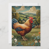 Vintage schicke Hühnerlandschaft Einladung (Rückseite)