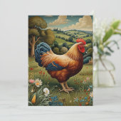 Vintage schicke Hühnerlandschaft Einladung (Stehend Vorderseite)