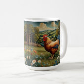 Vintage schicke Hühnerlandschaft Kaffeetasse (VorderseiteRechts)