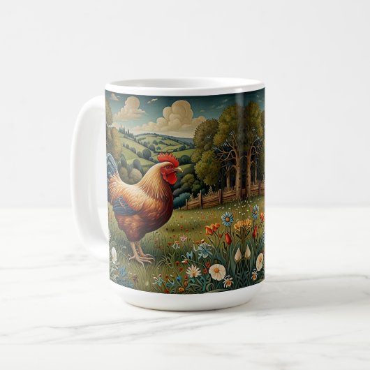 Vintage schicke Hühnerlandschaft Kaffeetasse (Vorderseite Links)