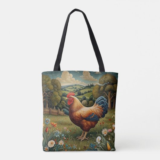 Vintage schicke Hühnerlandschaft Tasche (Rückseite)