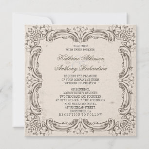 Vintage schicke Schnörkel Einladungen für Hochzeit