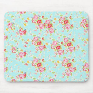 Vintage-schickes florales Rosenmuster blaue Rose s Mousepad