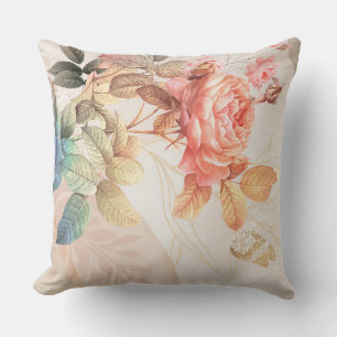 vintage-schickes Wasserfarben-Blumenmuster Kissen