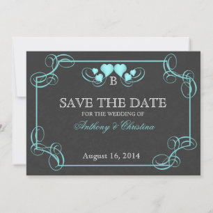Vintage-Schiefer-Heiratseinladung vorab Save The Date