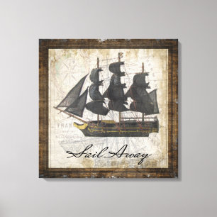 Vintage Schiff Segel Weg Leinwanddruck