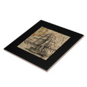 Vintage Schiff und Karte Fliese (Seite)
