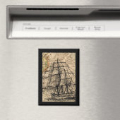 Vintage Schiff und Karte Magnet (In Situ (Geschirrspüler))