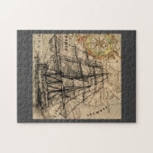 Vintage Schiff und Karte Puzzle (Horizontal)