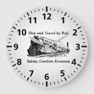 Vintage Schiff und Reise mit der Bahn Große Wanduhr