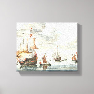 Vintage Schiffe auf einem ruhigen Meer Johan Teyle Leinwanddruck