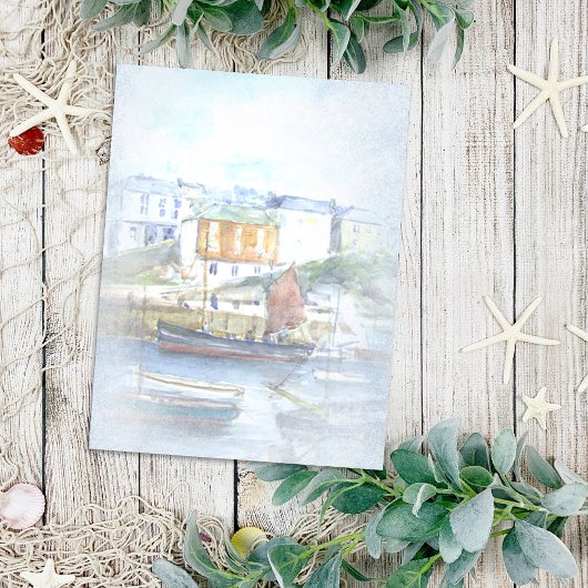 Vintage Schiffe im Hafen Postkarte