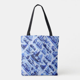 VINTAGE-SCHIFFE,SEGELSCHIFFE,Navy Blau Tasche