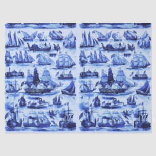 VINTAGE SCHIFFE, SEGELSCHIFFE, Navy Blue Seidenpapier