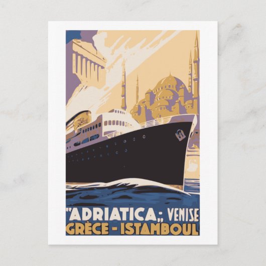Vintage Schifffahrtslinie und Venedig, Griechenlan Postkarte (Vorderseite)