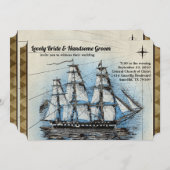 Vintage Schiffs-Hochzeits-Einladung Einladung (Vorne/Hinten)
