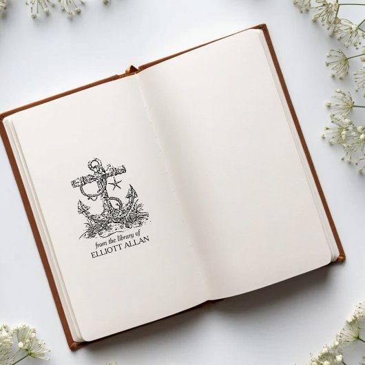 Vintage-Schiffsanker-Exlibris Gummistempel
