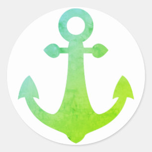 Vintage-Schiffsanker Limettengrün Nautical Segler Runder Aufkleber