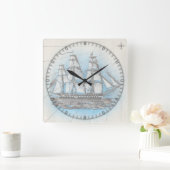 Vintage Schiffsmauer Quadratische Wanduhr (Zuhause)