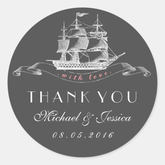 Vintage Schiffssehen Vielen Dank, Ihr Sticker Pink (Vorderseite)