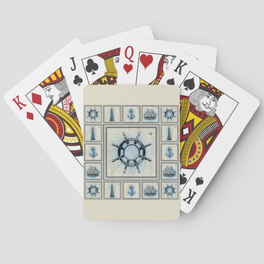 Vintage-Schiffssteuerrad-Collage Spielkarten (Rückseite)