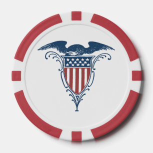 Vintage Schild Rot Weiß Blau Amerikanischer Adler  Pokerchips