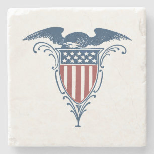 Vintage Schild Rot Weiß Blau Amerikanischer Adler Steinuntersetzer