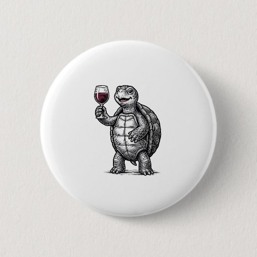 Vintage-Schildkröte-mit-Weinglas-Shirt-Design_1 Button (Vorderseite)