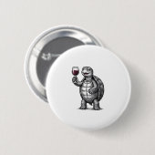 Vintage-Schildkröte-mit-Weinglas-Shirt-Design_1 Button (Vorne & Hinten)