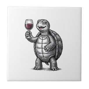 Vintage-Schildkröte-mit-Weinglas-Shirt-Design_1 Fliese