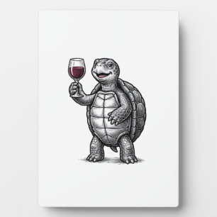 Vintage-Schildkröte-mit-Weinglas-Shirt-Design_1 Fotoplatte