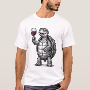 Vintage-Schildkröte-mit-Weinglas-Shirt-Design_1 T-Shirt