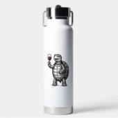 Vintage-Schildkröte-mit-Weinglas-Shirt-Design_1 Trinkflasche (Vorderseite)