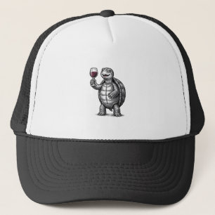 Vintage-Schildkröte-mit-Weinglas-Shirt-Design_1 Truckerkappe