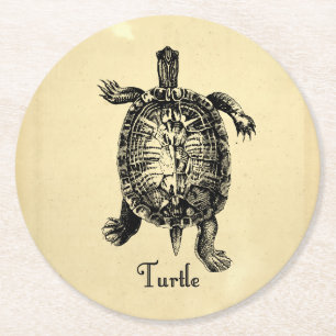 VINTAGE SCHILDKRÖTE RUNDER PAPPUNTERSETZER