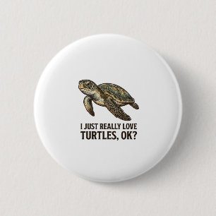 Vintage-Schildkrötenliebhaber Lustiges Meeresschil Button