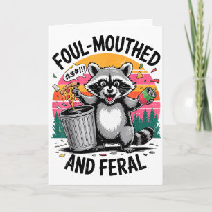 Vintage Schimpfwörter & Verwilderter Waschbär Retr Karte