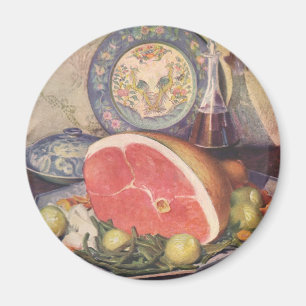 Vintage-Schinkenessen mit grünen Bohnen und Kartof Magnet