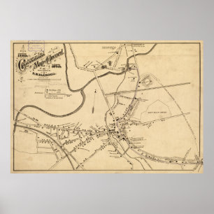 Vintage Schlacht bei Concord Map (1875) Poster
