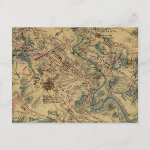 Vintage Schlachtfeldkarte von Antietam (1862) Postkarte