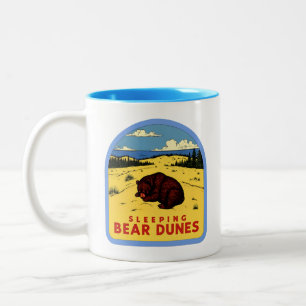 Vintage SchlafbärenDunes Michigan Zweifarbige Tasse