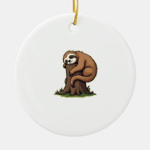 Vintage schlafende Faultier-Waldprotokoll niedlich Keramik Ornament